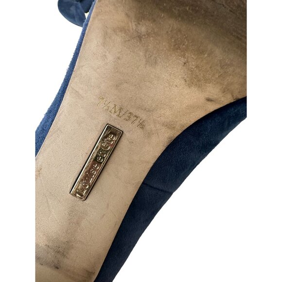 LOUISE ET CIE Blue Suede Bow Heels size 37.5/7.5 - Picture 9 of 9